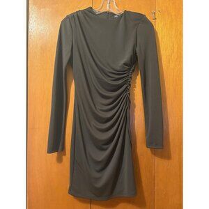 NWT ZARA KHAKI GREEN PLEATED MINI DRESS, SIZE: XS